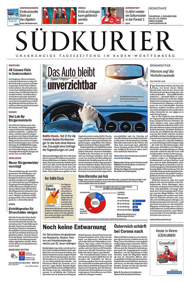 So berichtete der SÜDKURIER gestern auf seiner Titelseite über den BaWü-Check.