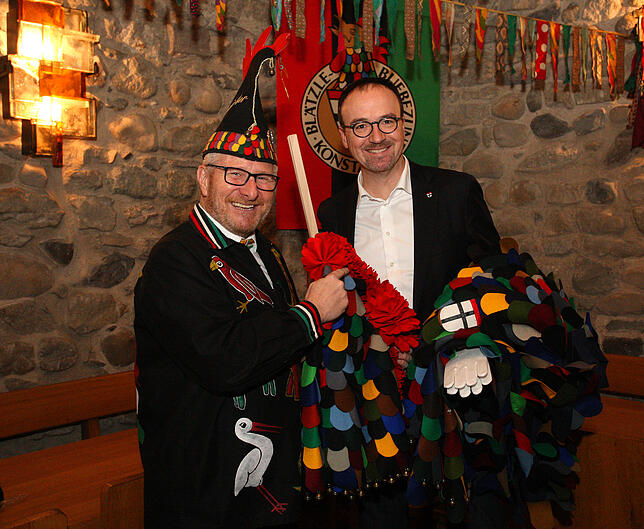 Andreas Kaltenbach (links) und Oberbürgermeister Uli Burchardt. Der Fasnachter ist mit der Zusammenarbeit mit der Politik sehr zufrieden.
