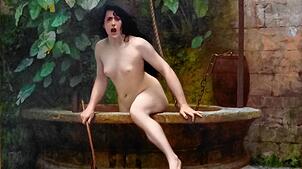 Jean-Léon Gérome: „Die Wahrheit steigt aus dem Brunnen, mit ihrer Peitsche bewaffnet, um die Menschheit zu züchtigen“, 1896
