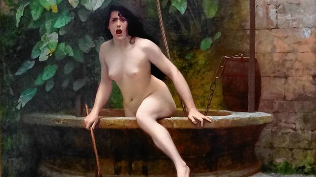 Jean-Léon Gérome: „Die Wahrheit steigt aus dem Brunnen, mit ihrer Peitsche bewaffnet, um die Menschheit zu züchtigen“, 1896