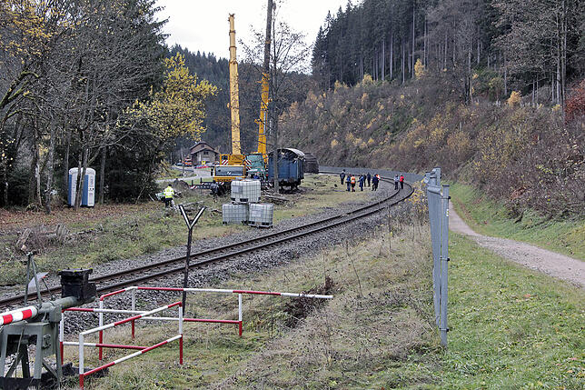 Bild 7: Bilder vom Waggon-Transport von Villingen nach Lenzkirch-Gutachbrücke