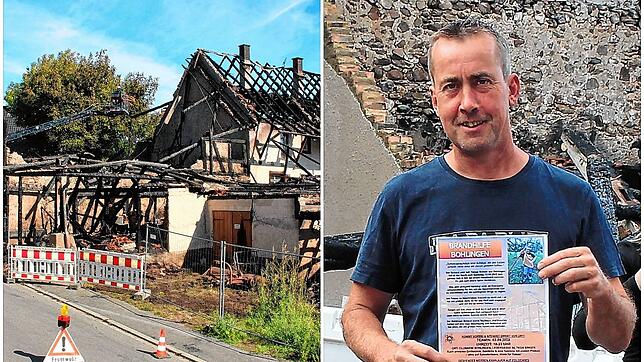 Die Hilfsbereitschaft nach dem Großfeuer in Bohlingen (links) für Tobias Bohner (rechts) ist weiterhin groß. Er hat dabei im August sein ...