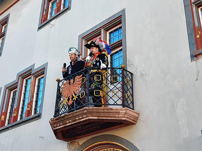 Anselm Säger und Dominik Schaaf bei ihrer Ansprache.
