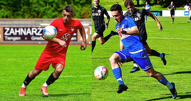 Duell der Torjäger: Im Derby bei seinem Ex-Verein FC Tiengen 08 trifft Nexhdet Gusturanaj (links) mit dem VfB Waldshut auf seinen ...