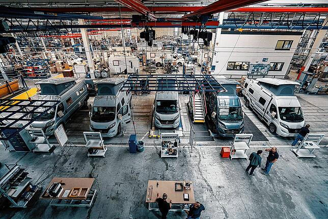 Der Blick ins Hymer-Werk in Bad Waldsee.