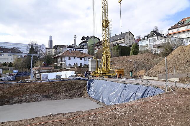 Das neue Wohngebiet auf dem ehemaligen Haller-Areal: Im Hintergrund sieht man, wie stadtnah die künftigen Bewohner dort wohnen.