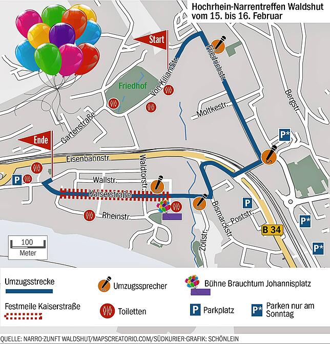 Bild 2: Hochrhein-Narrentreffen 2025 in Waldshut: Anreise, Parken, Umzug, Programm