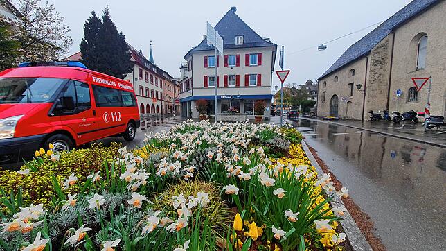 Ab hier ist künftig Schluss für den Individualverkehr: Ungefähr da, wo jetzt die Blumen blühen, errichtet die Stadt Überlingen einen ...