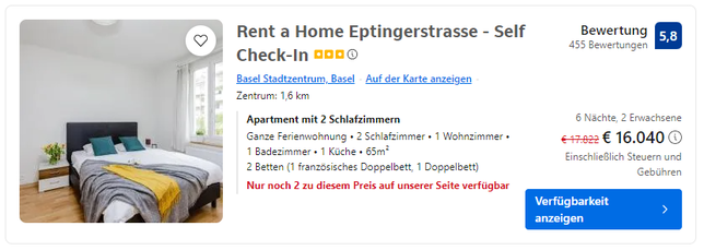 Dieses Angebot stand am 4. November 2024 so auf booking.com.
