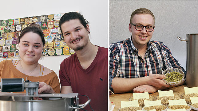 Bild links: Franziska Wieden und Lukas Kromer, beide 22 Jahre alt, brauen in ihrer Wohnung in Obereschach gerne eigene ...