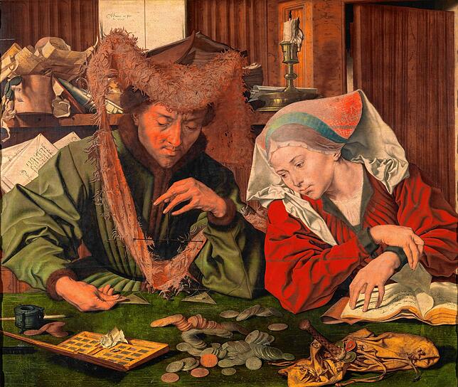 Andere Zeiten, andere Zahlungsarten: Der Geldwechsler auf diesem Gemälde des flämischen Meisters Marinus van Reymerswaele (1490-1546) ...