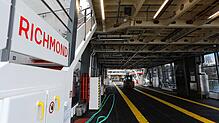 Kein Auto an Deck: Das neue Fährschiff &bdquo;Richmond&ldquo; hatte bisher nur einen kurzen Linien-Einsatz. Seit der Taufe in Juni fuhr ...