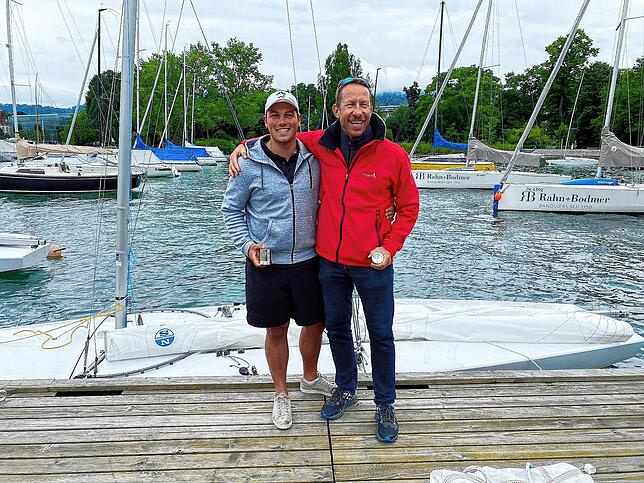 Der Überlinger Starboot-Segler Hubert Merkelbach (rechts) und Vorschoter Kilian Weise.