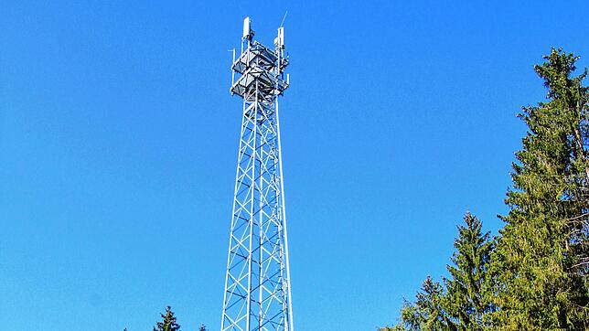 Noch kein Sendebetrieb: Dieser Funkmast steht im Wald oberhalb des Meßkircher Ortsteils Buffenhofen.