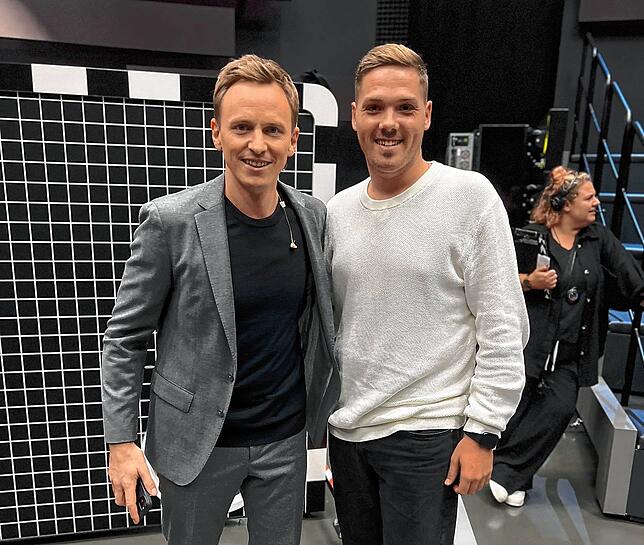 Sportstudio-Moderator Jochen Breyer (links) und Maik Hoffbauer.