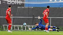 Tim Reitze, Torwart des 1. FC Rielasingen-Arlen, konnte trotz mehrerer Paraden die 1:3-Niderlage gegen den SC Durbachtal nicht verhindern.