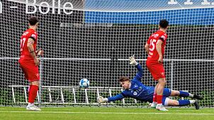 Tim Reitze, Torwart des 1. FC Rielasingen-Arlen, konnte trotz mehrerer Paraden die 1:3-Niderlage gegen den SC Durbachtal nicht verhindern.