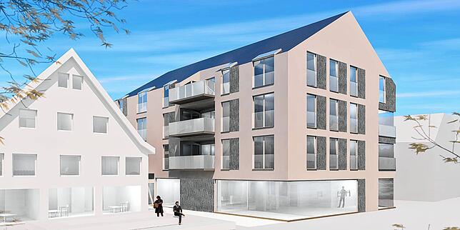 Der neue Adler, der dann kein Gasthaus mehr ist, sondern die Filiale der neuen Sparkasse mit 550 Quadratmetern. Im Erdgeschoss werden ...
