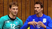 TSV-Trainer Christian Pampel (rechts) zusammen mit Tim Frings.