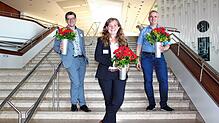 Das neue Geschäftsführungstrio der IG Metall Friedrichshafen-Oberschwaben und Singen: (von links) Frederic Striegler, Helene Sommer, ...