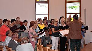 Der evangelische Kirchenchor bereichert den Festgottesdienst in Niedereschach, der von Pfarrer Peter Krech zelebriert wird. Bild: Gerd ...