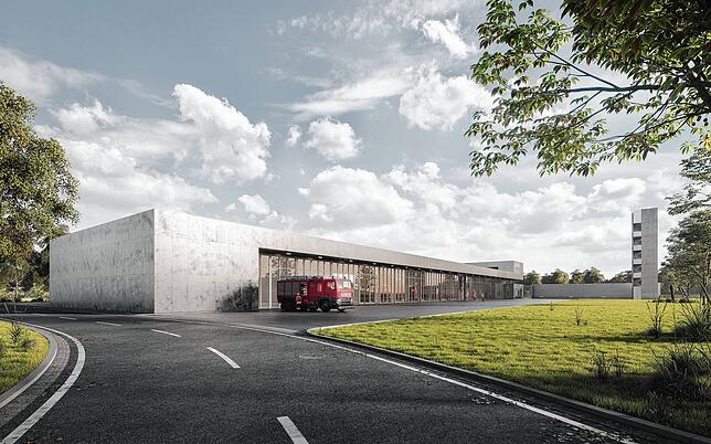 So soll das neue zentrale Feuerwehrgerätehaus für Rheinfelden einmal aussehen. Der Entwurf des Architekturbüros Dasch, Zürn und Partner ...
