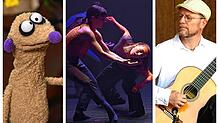 Erdmännchen mit musikalischer Bühnenshow, zeitgenössisches Ballett und ein Streifzug durch klassische Gitarrenmusik (von links): ...