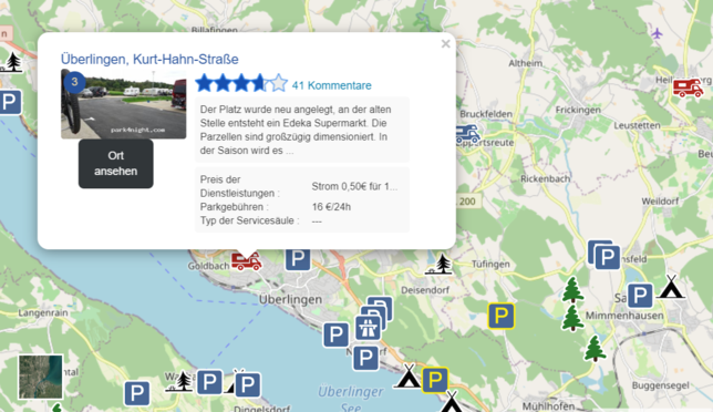 Offizielle, kostenpflichtige Stellplätze für Wohnmobile gibt es beispielsweise in Meersburg, Heiligenberg und Uhldingen-Mühlhofen ...