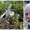 Das Flugzeugwrack am 20. Juli im Wald bei Mönchweiler. Den Absturz beobachtet unter anderem Georg Bösinger aus Mönchweiler.