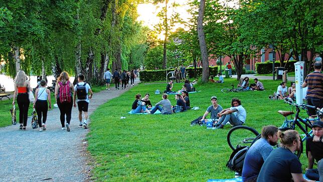 (Archivbild) Junge Leute im Herosé-Park im Juni 2021. In der Nacht zum Mittwoch fing eine Matraze dort Feuer.
