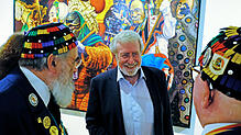Die früheren Überlinger Narreneltern Reiner Rammelt (links) und Heinz-Peter Fräntzki (rechts) mit Festredner Werner Mezger aus Rottweil. ...