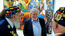 Die früheren Überlinger Narreneltern Reiner Rammelt (links) und Heinz-Peter Fräntzki (rechts) mit Festredner Werner Mezger aus Rottweil. ...