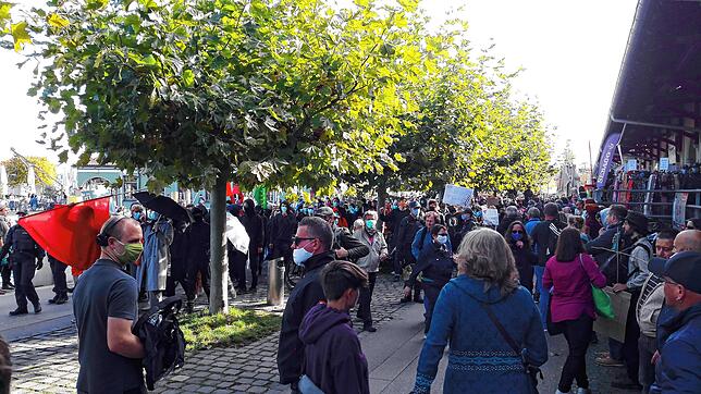 Im Hafenbereich kam es zu dem Vorfall zwischen den Polizeireitern und den Antifa-Mitgliedern.