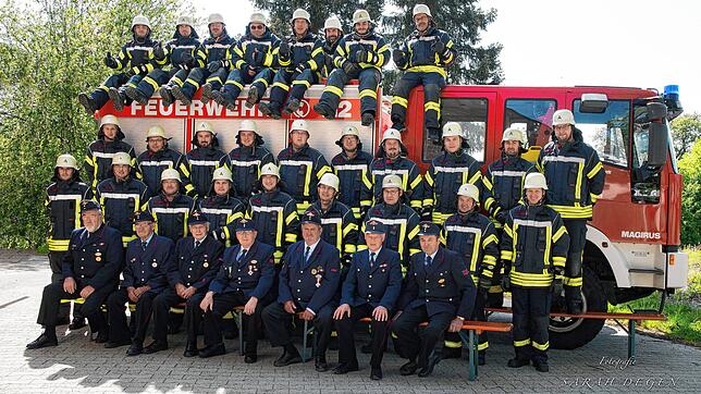 Die Abteilungswehr Rohrdorf. Sie zählt 40 aktive Feuerwehrleute, der Altersabteilung gehören 13 Männer an.