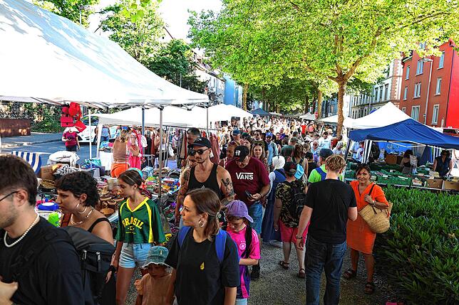 Bild 4: Mega Flohmarkt in Konstanz und Kreuzlingen: die ersten Besucher schlendern über die Verkaufsflächen