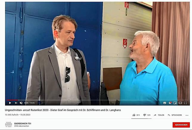 Darum geht es: Dieter Graf (rechts), Chef des Rutenfestkomitees, gab dem Corona-Kritiker Bodo Schiffmann eine Sonderführung. Zu sehen ...