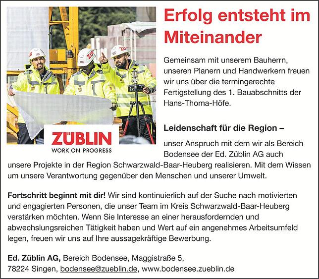 Bild 1: Neubau Hans-Thoma- Höfe Donaueschingen: Die Hans-Thoma-Höfe nehmen Form an und haben bereits erste Bewohner
