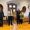 Polizeipräsident Uwe Stürmer, Polizeihauptkommissar Robin Damast, Polizeihauptkommissar Jörg Schirm mit Ehefrau Elke Schirm und ...