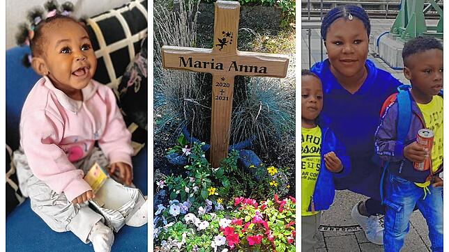 Baby Maria Anna O. (links) strahlte viel Lebensfreude aus. Nun liegt sie an einem Friedhof in Ravensburg begraben (Bildmitte). Mutter ...