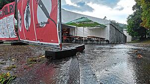 Bild : Donner und Hagel in Waldshut: Heftiges Unwetter bei Chilbi