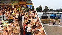 Beim Oktoberfest auf Klein Venedig (links) wurde über viele Jahre feiert. Aktuell wird auf dem Areal (rechts) alles für die ...