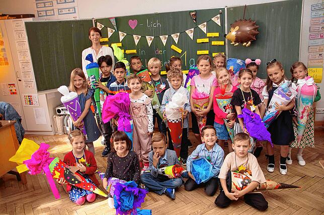 Die Klasse 1a der Friedrichschule Furtwangen mit Klassenlehrerin Monika Meinzer.