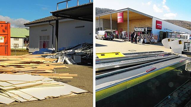Der Geisinger Edeka wird abgerissen (links) und zeitgleich wird der Penny Markt umgebaut. Das macht den Lebensmittel-Einkauf in der ...