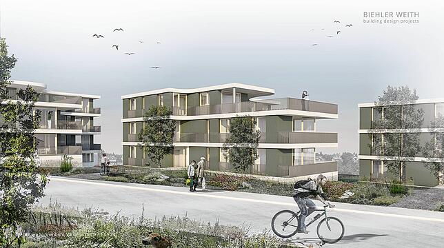 So soll die Bebauung auf dem Grundstück einmal aussehen. Als besonders anspruchsvoll gilt das Bauen an der Hanglage Richtung Hockgraben.