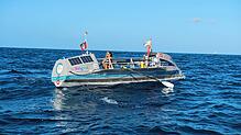5000 Kilometer: Gabi Schenkel beim Rudern auf ihrer Atlantik-Überquerung.
