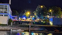 Der Steg am Ruderclub Neptun, in dessen Nähe die 15 Einsatzkräfte der DLRG Konstanz nach dem Brückenspringer suchten.