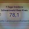 Das ist die Wochen-Inzidenz, welche das Landratsamt Schwarzwald-Baar Mittwochabend vermeldet. Die Zahl ist überholt. Bild: Norbert Trippl