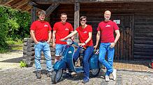 Maximilian Renner, Michael Mauch, Sarah Joos und Philipp Weber (von links) freuen sich auf den 30. Pfingstrun der Lakescooters.