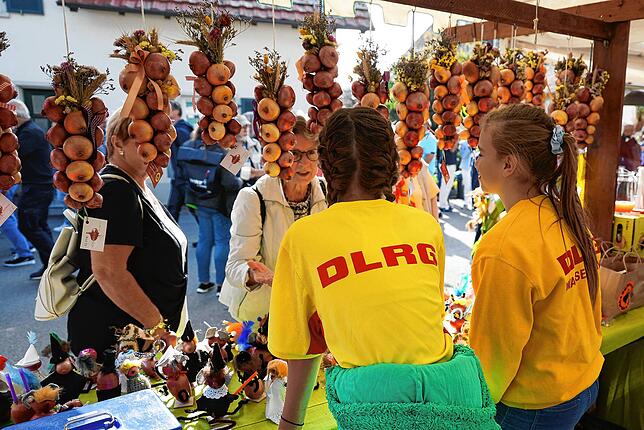 Bei sommerlichen Temperaturen genossen sie das Fest um die geschützte Zwiebel im Ortskern des Mooser Teilortes.