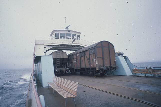 Fähre „Rorschach“, erbaut von der Bodanwerft Kressbronn. Nach der Einstellung des Eisenbahn-Trajektverkehr 1976 wurde die ...
